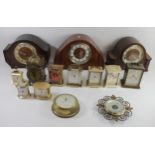 A collection of mid 20th Century and later mantel clocks, carriage clocks, anniversary clocks and