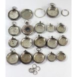 17 silver pocket watch cases, one with glass, 688gm