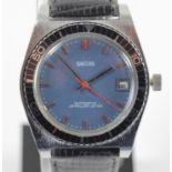 Smiths Automatic, a stainless steel, blue dial date gentleman's wristwatch, c.1970, 35mm7 jewel