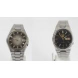 Seiko 5, a stainless steel black dial day/date automatic gentleman's wristwatch, ref 7009-3130,
