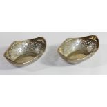 A pair of silver bon bon dishes, Birmingham 1916, with pierced decoration, 10 x 7cm, 64gm