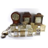 A collection of early 20th Century and later mantel clocks, carriage clocks, anniversary clocks
