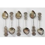 A Hong Kong silver set of six tea spoons, 43gm