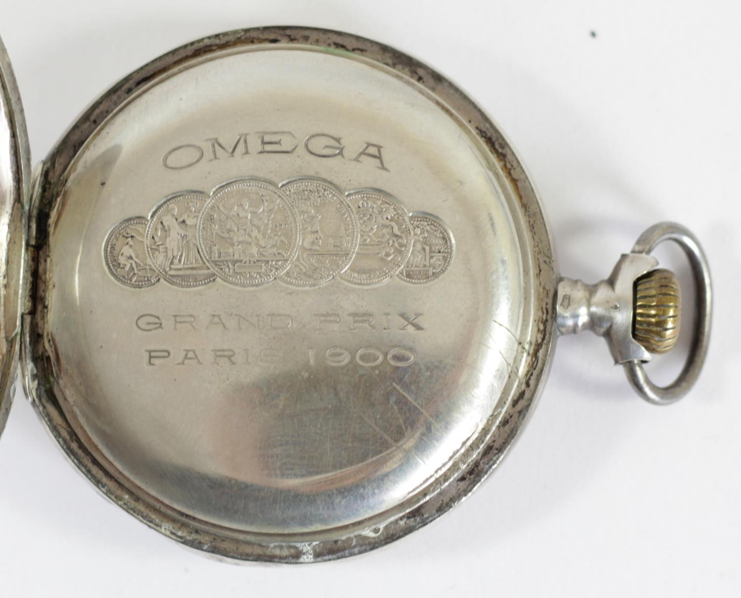 Omega, a silver keyless wind open face pocket watch, tested as silver, dust cover Omega Grand Prix - Image 4 of 6