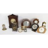 A collection of early 20th Century and later clocks, to include an Edwardian inlaid mahogany