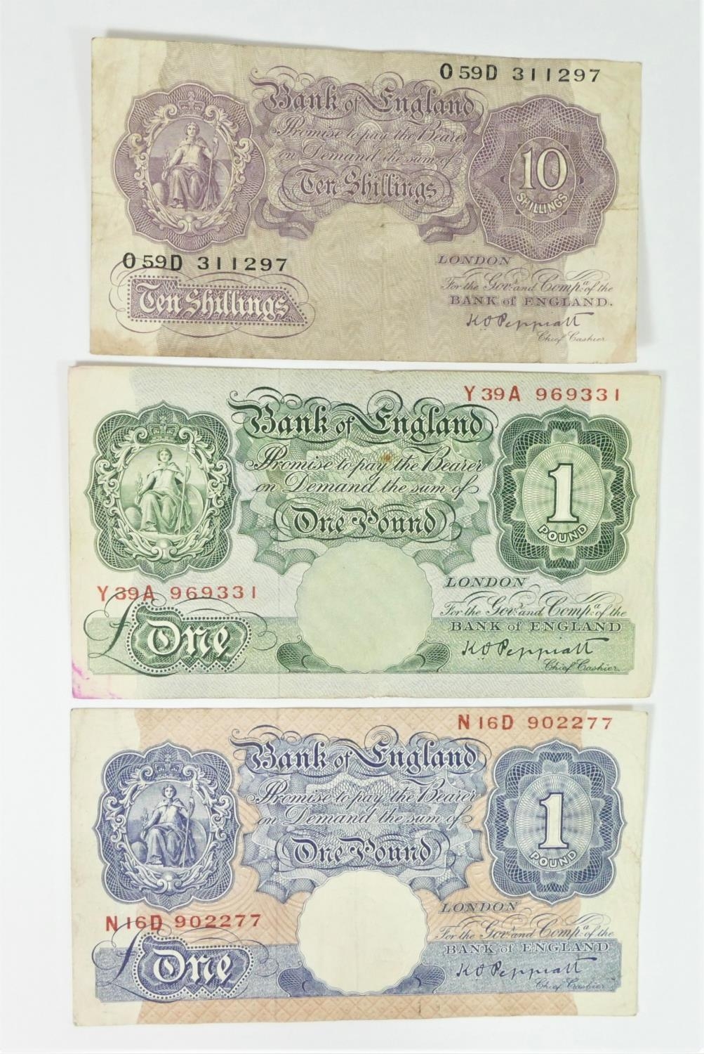 1940 Peppiatt ten shillings note of George VI, emergency mauve issue, serial number O59D 311297, one