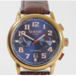 Gamages of London, a rose gold plated automatic calendar blue dial gentleman's wristwatch, date/