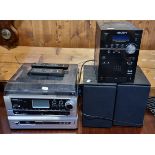 A Bush (NE-8050) mini hi-fi, DAB, IPhone and CD, together with speakers, also including a