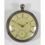 A Victorian silver fusee pocket watch, Chester 1877, spares or repair, 52mm