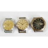 Seiko automatic day/date gilt metal gentleman's watch head, ref6106-8739, together with two Smiths