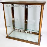 A W&R. Jacobs & Co Ltd shop display cabinet, advertising rich cakes and biscuits, mahogany framed