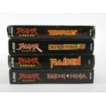 Four boxed Atari Jaguar games, to include Kasumi Ninja (manual, promotional headband and card