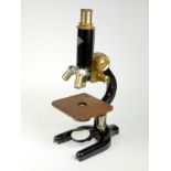 A W.R. Prior & Co, 9-11 Eagle St, London, microscope, cast metal with brass fittings, additional