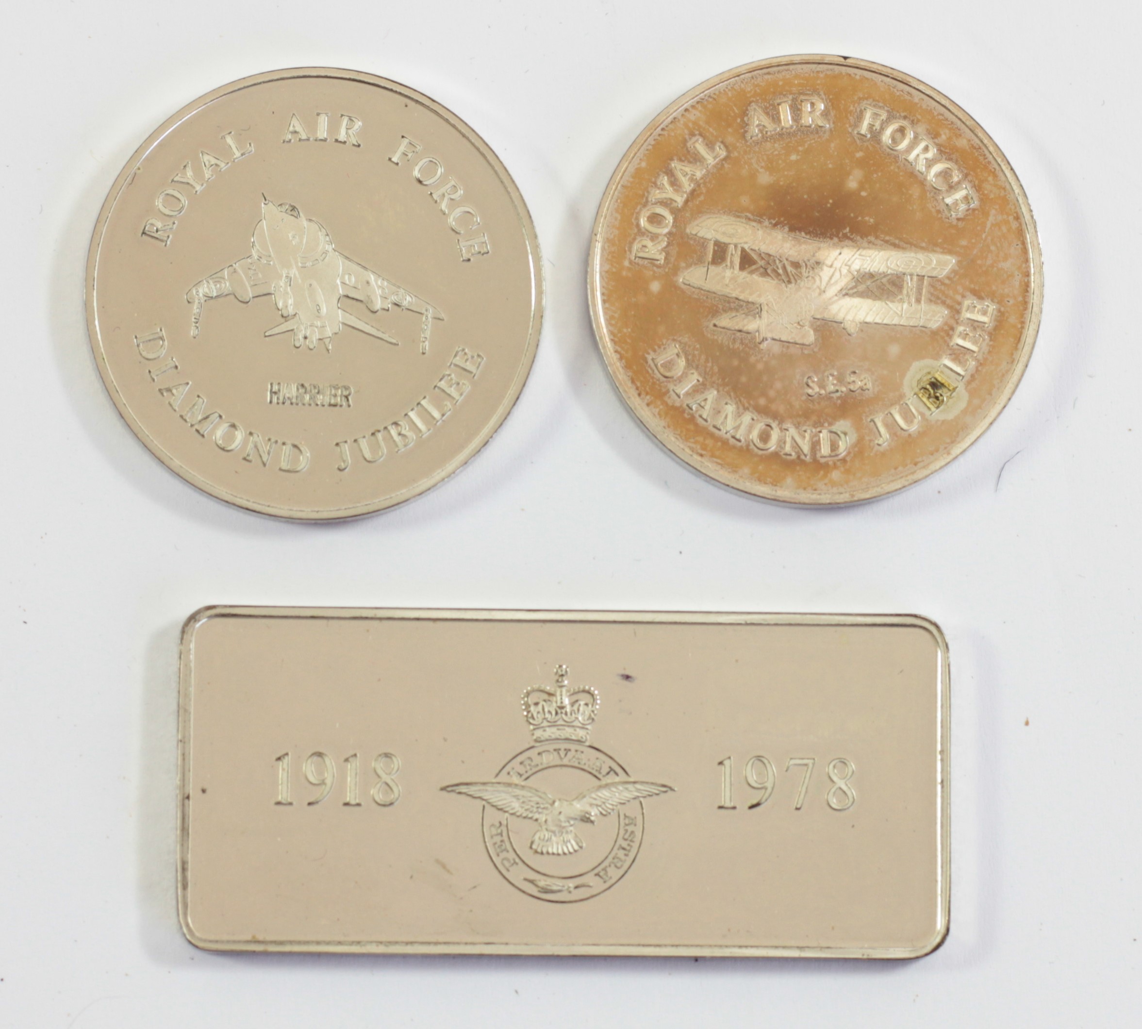 Windsor Mint for the Royal Air Forces Association, a silver Diamond Jubilee commemorative set of two