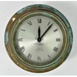 A Simpson Lawrence Ltd, Glasgow, Yacht Alarm, brass case, silvered dial with Roman numerals, 11cm