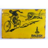 A decorative enamel Raleigh bicycle sign, 60 x 90cm