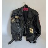 A leather motorcycle jacket by Acme Clothing Co, size medium, (as new)