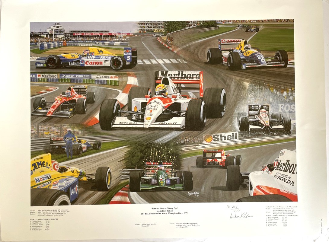 Two limited edition Andrew Kitson prints Formula One- Ninety One (260/500), Formula One- Ninety - Image 2 of 11