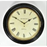 Jas Scott, Hull, a late 19th century fusee ebonised wall clock, the 14" dial signed and with