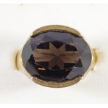 A 9ct gold and citrine dress ring, London 1974, with split shank and pierced gallery, 16 x 12cm,