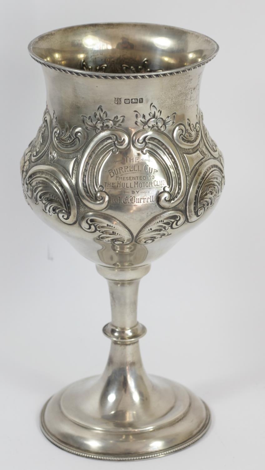 Of Hull Motor Club interest; a Victorian silver goblet trophy cup, by James Deacon & Sons, Sheffield