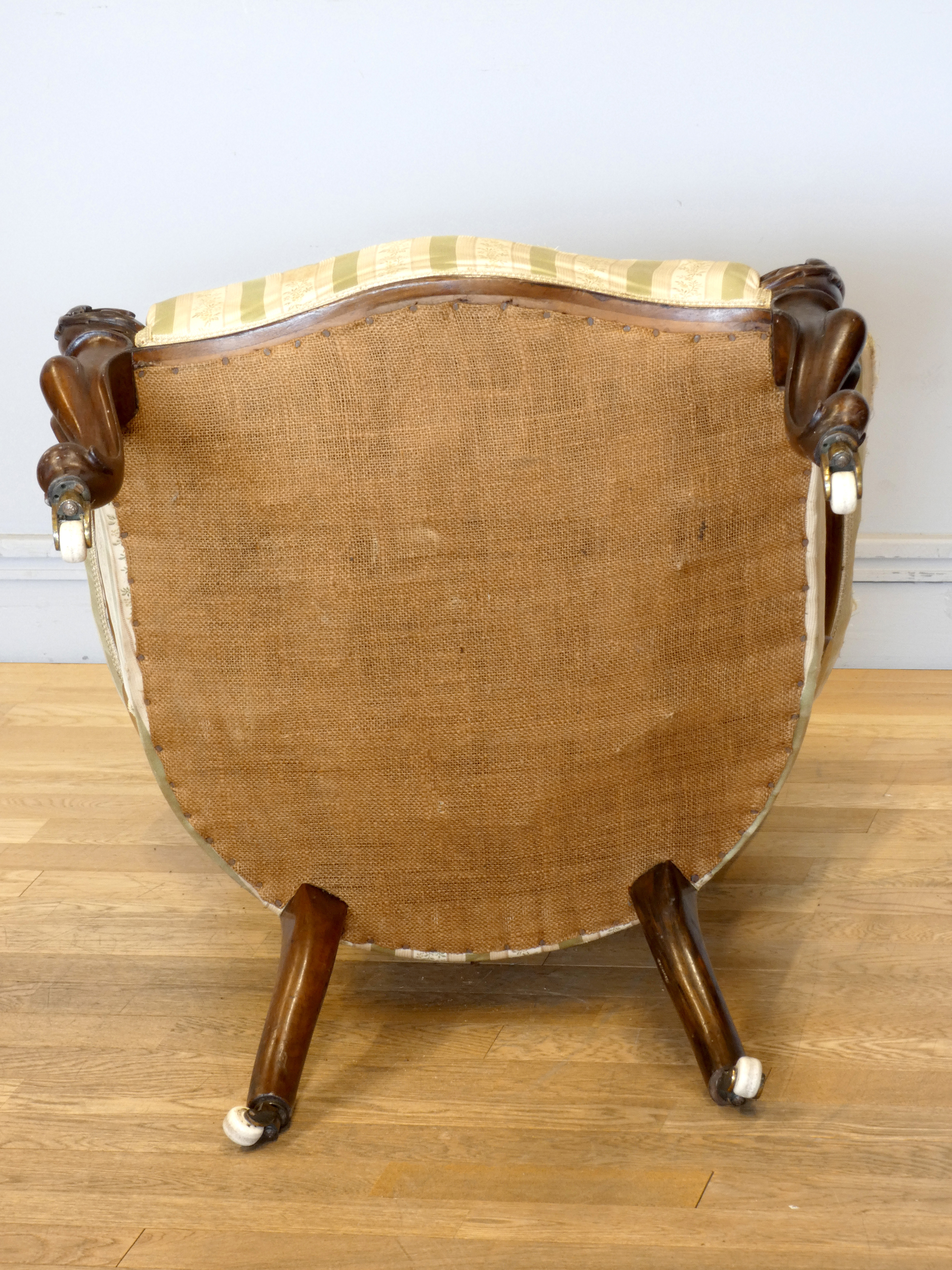 A Victorian carved mahogany button back parlour chair, padded arms, with carved cabriole front - Image 11 of 11