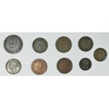 George III two penny, 1797, one penny x 3, George IV, penny, 1826, Victoria, penny, 1854, 1856,