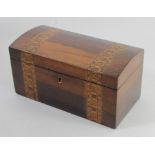 A Victorian walnut stationery box, Tunbridge inlay to the top and front, hinged lid to reveal twin