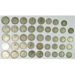 A collection of half silver coinage, 1919- 1946, 404gm