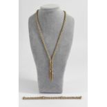 An Italian 9ct gold rope link and white gold box link, tassel necklace and matching bracelet, by Uno
