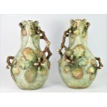 Amphora, Austria, an Art Nouveau pair of naturalistic baluster vases, c.1892-1904, with applied