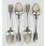 A Victorian Irish set of four fiddle pattern table spoons by Peter Walsh, Dublin 1840, crested,
