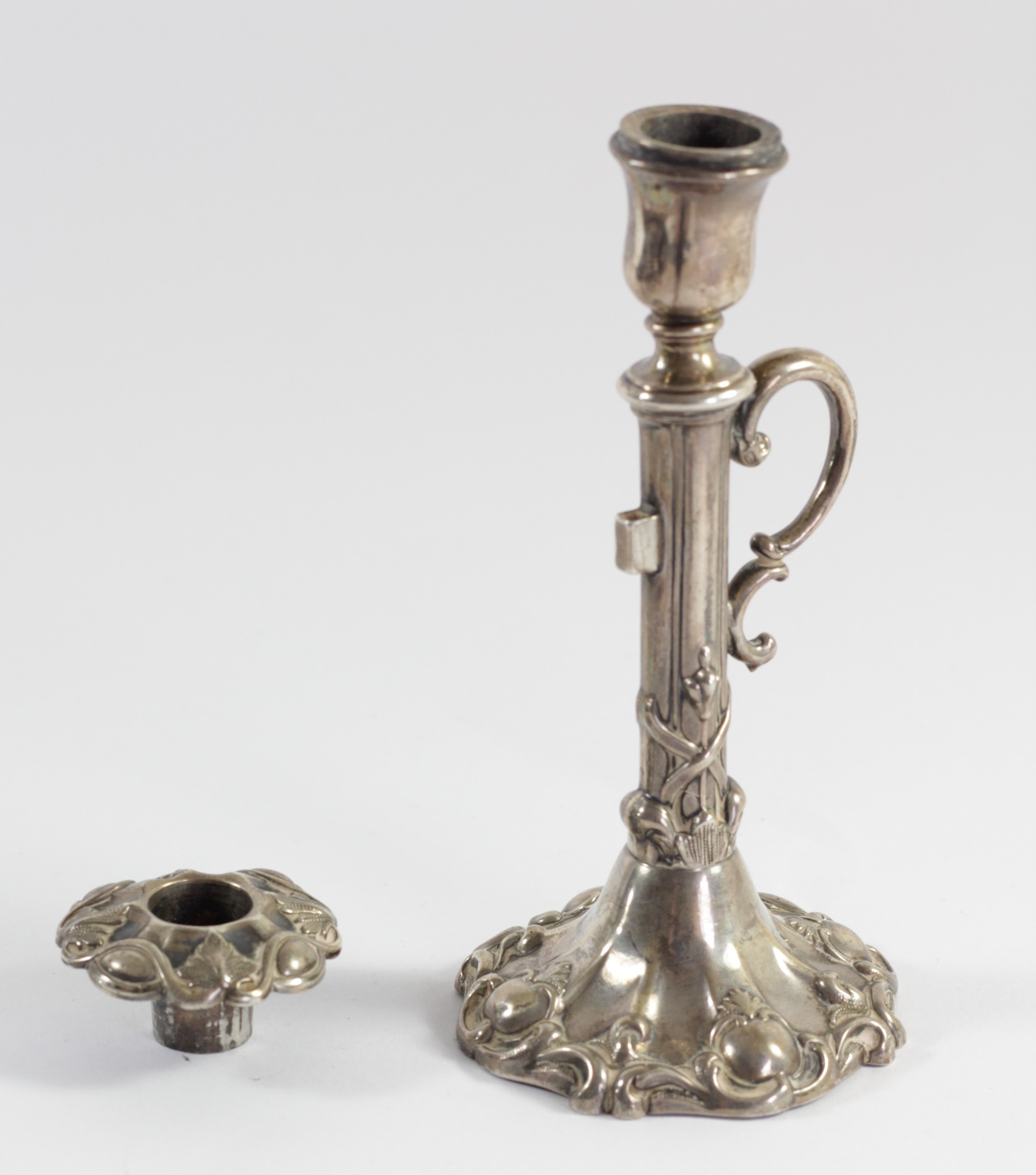 A Victorian silver desk or chamberstick, by Henry Wilkinson & Co., Sheffield 1849, with reeded - Image 2 of 3