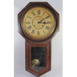 G.B. Dixon, York, retailer, an early 20th century mahogany drop dial wall clock, the 12" paper