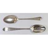A George III Irish silver pointed table spoon by John Shields, Dublin 1783, and a George III