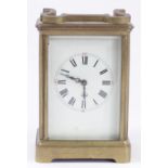 Richard & Cie, Paris, a French brass cased striking carriage clock, the enamel dial with blued steel