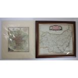 Robert Morden, Suffolk, c. 1695, hand coloured map, framed, 37 x 42cm together with a plan of