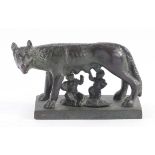 After the Antique, a bronze The Capitoline Wolf, late 19th/early 20th century, the she-wolf suckling