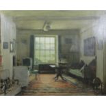 Fred Elwell, R.A. (1870-1958), Drawing Room, Masham (or The Green Room), oil on canvas, signed lower