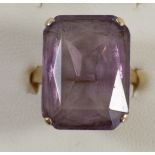 9ct gold and amethyst dress ring, Birmingham 1959, 20 x 15mm, N 1/2, 7.1gm