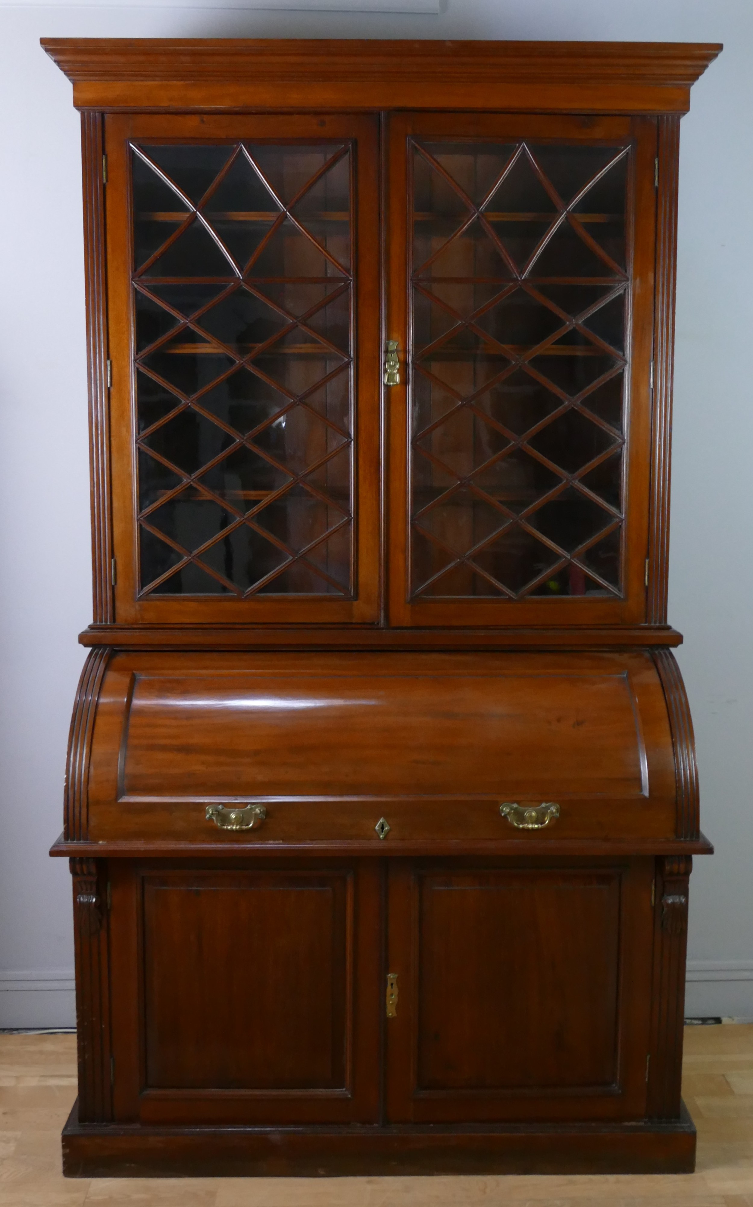 John Easten & Sons, Hull, a late Victorian mahogany bureau bookcase, the outswept pediment over a - Image 2 of 5