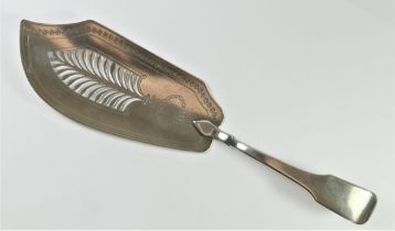 A George III silver fish slice, by Emes and Barnard, London 1811, with pierced and engraved blade,