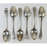 A George III silver set of six bright cut teaspoons by Stephen Adams, London 1803, 98gm.