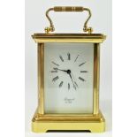 Rapport, a gilt brass half and hour striking carriage clock, white enamel dial, the 13 jewel