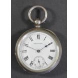 A Victorian silver key wind pocket watch, London 1886