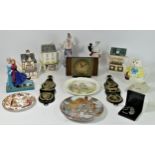 A Carlton Ware crested china model of a WW1 tank, together with horse brasses, novelty teapots,