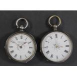Two continental silver ladies key wind fob watches