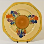 A Clarice Cliff leda plate, crocus patterned, 22cm diameter. Clarice Cliff Newport Pottery Bizarre