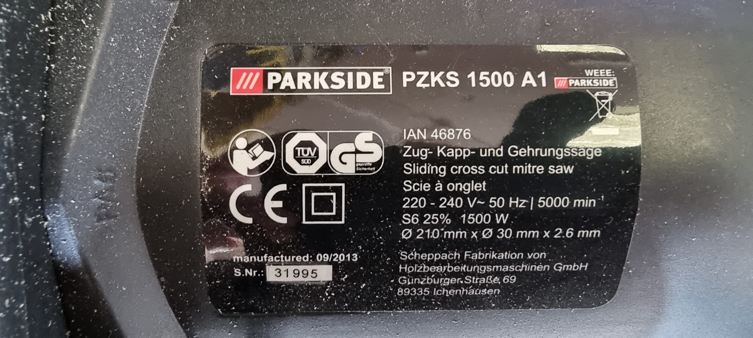 A Parkside PZKS 1500 A1 bench saw - Image 3 of 3