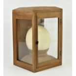 Natural History - An Ostrich egg, mounted and displayed in a oak case/glazed cabinet. Overall size